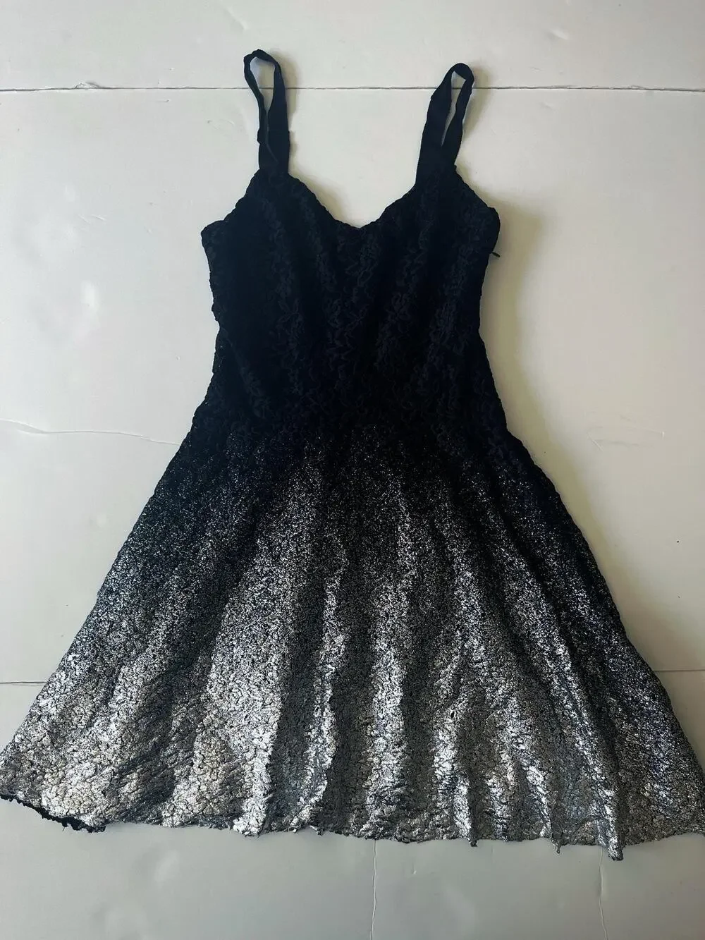 Free People Dress Women S Black Silver Lace Fit & Flare Mini Party New Years